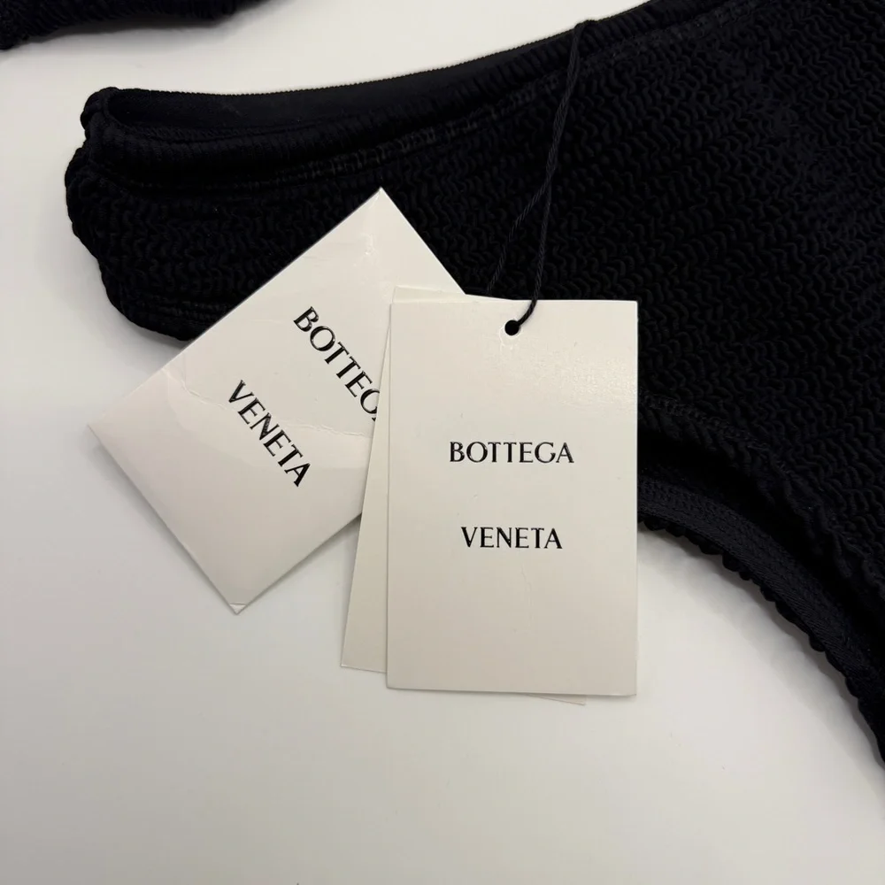 NEW Bottega Veneta Black Bikini Set Swimwear CRINCKLED size small - Picture 2 of 7